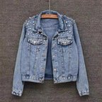Pearl Beaded Denim Jacket - Piña Colada