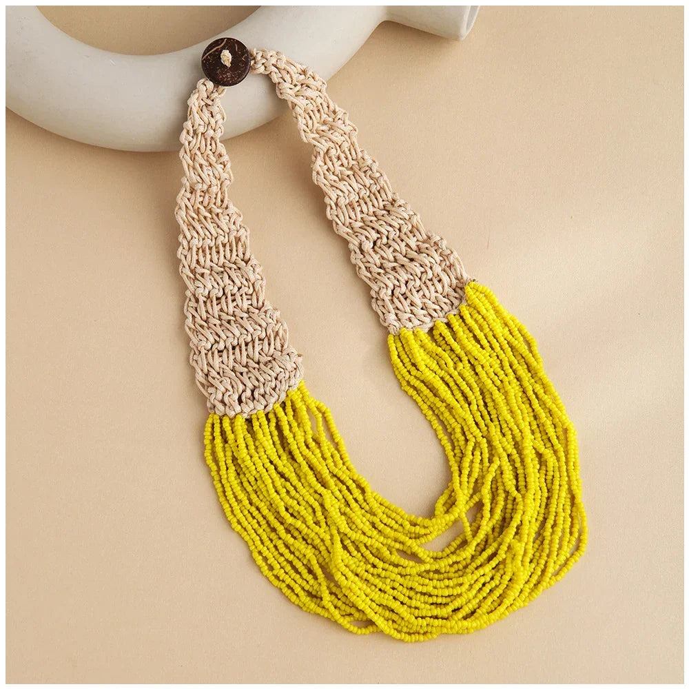 Handmade Small Beaded Necklace - Piña Colada