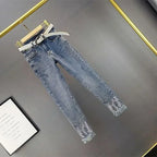 European Sequin High-Waist Skinny Jeans - Piña Colada