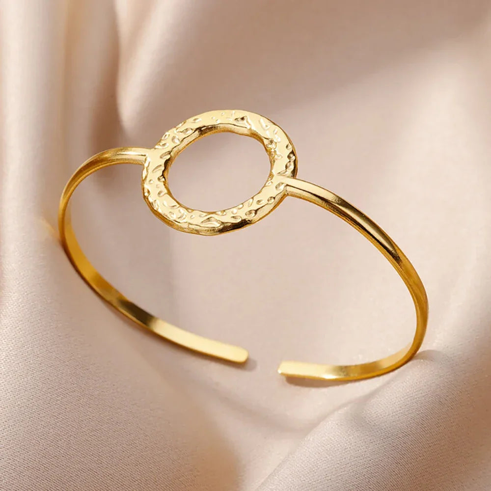 Stainless Steel Wide Bangles - Piña Colada