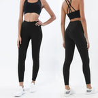 High-Waist Sports Leggings with Phone Pocket Set - Piña Colada