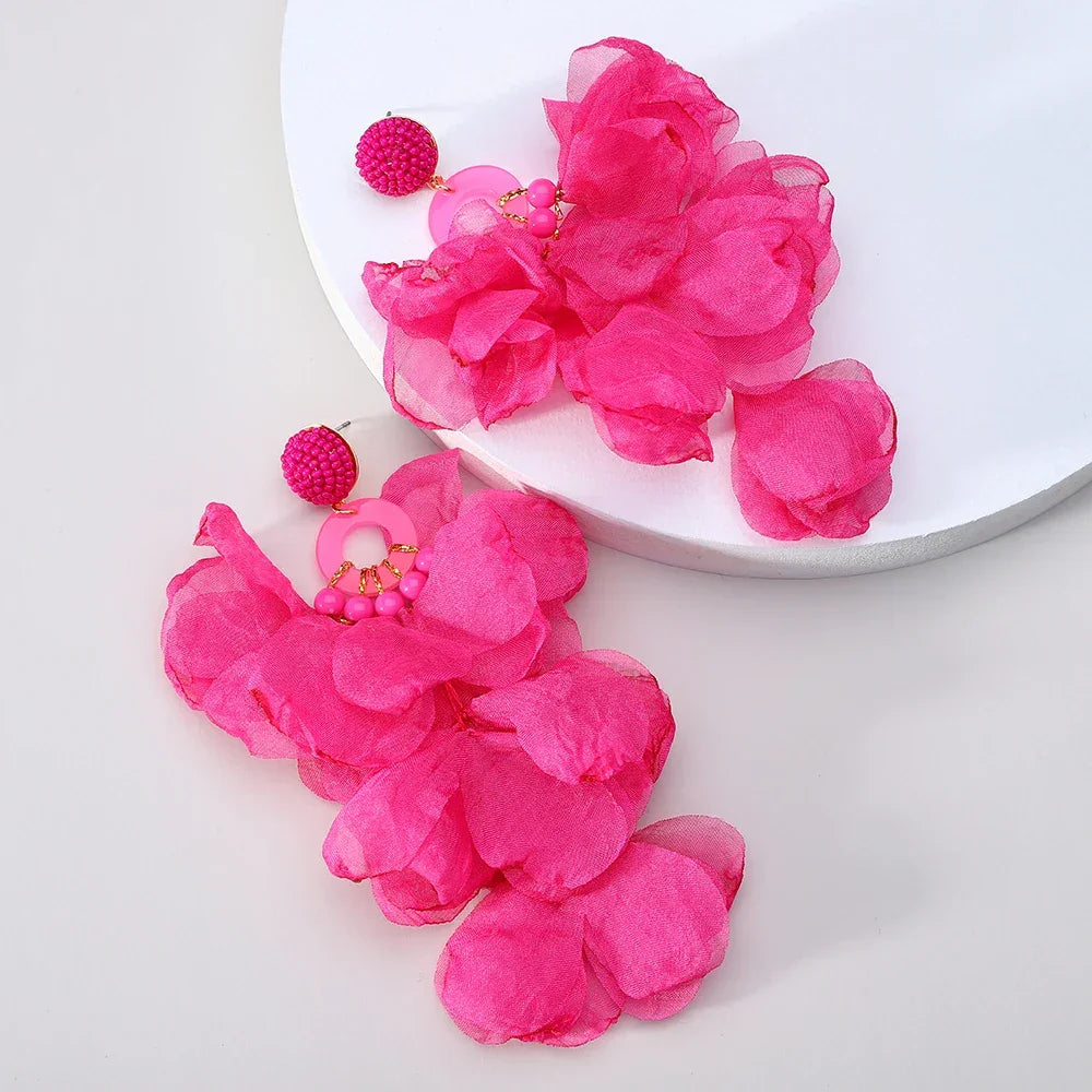 Lace Flower Cotton Drop Earrings - Piña Colada