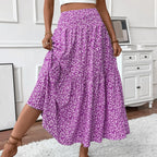 Floral Print Elastic Waist Loose - Piña Colada