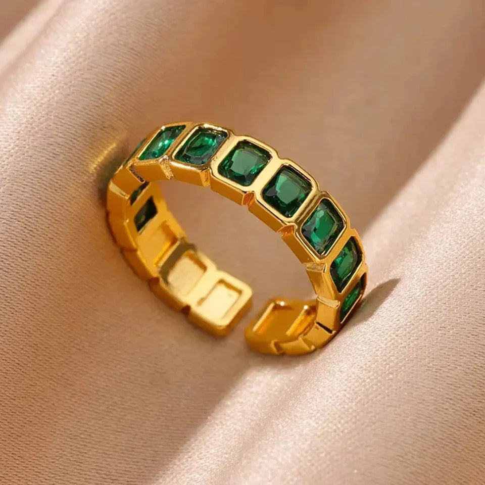 Stainless Steel Green Zircon - Piña Colada