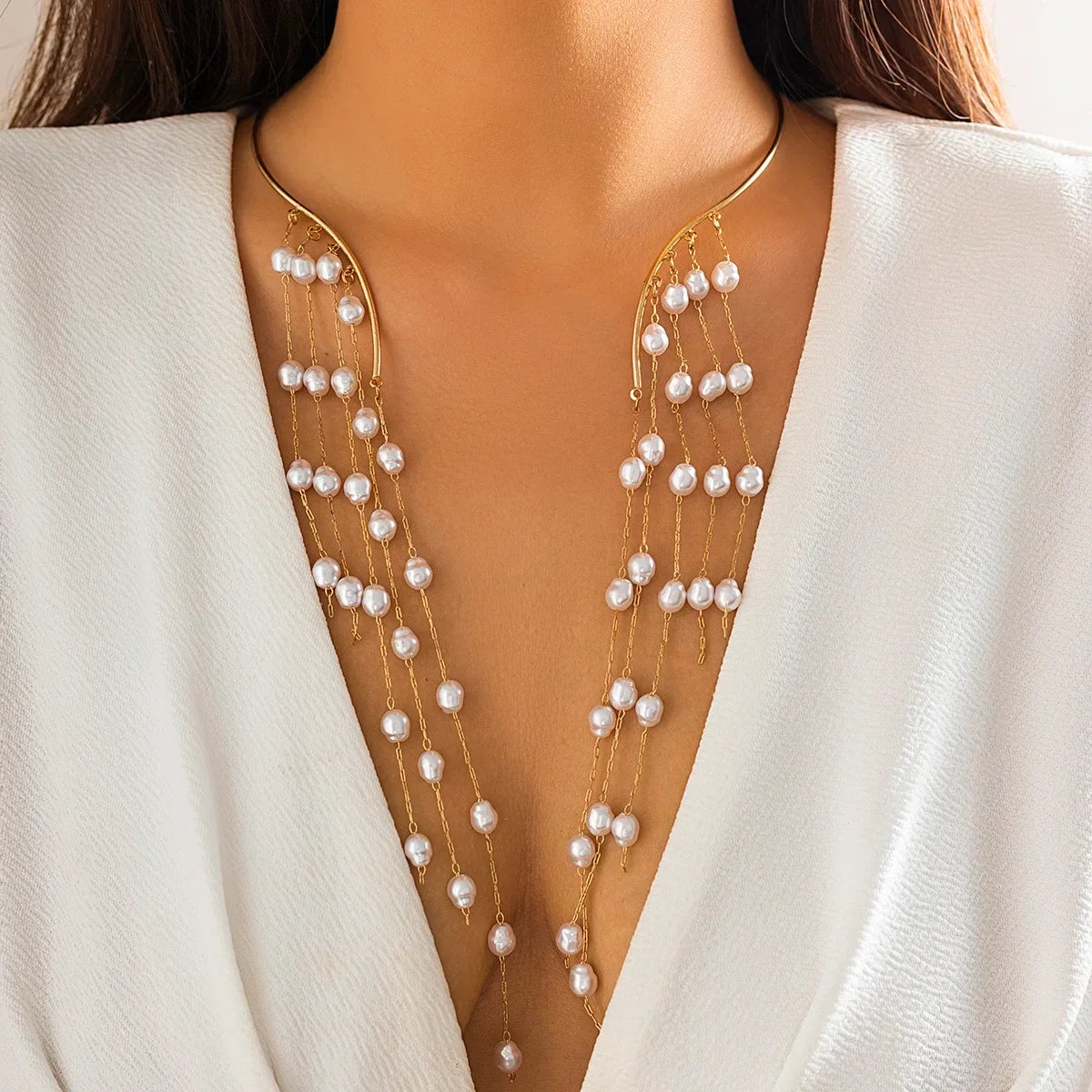 Pearl Star Necklace Open Collar - Piña Colada