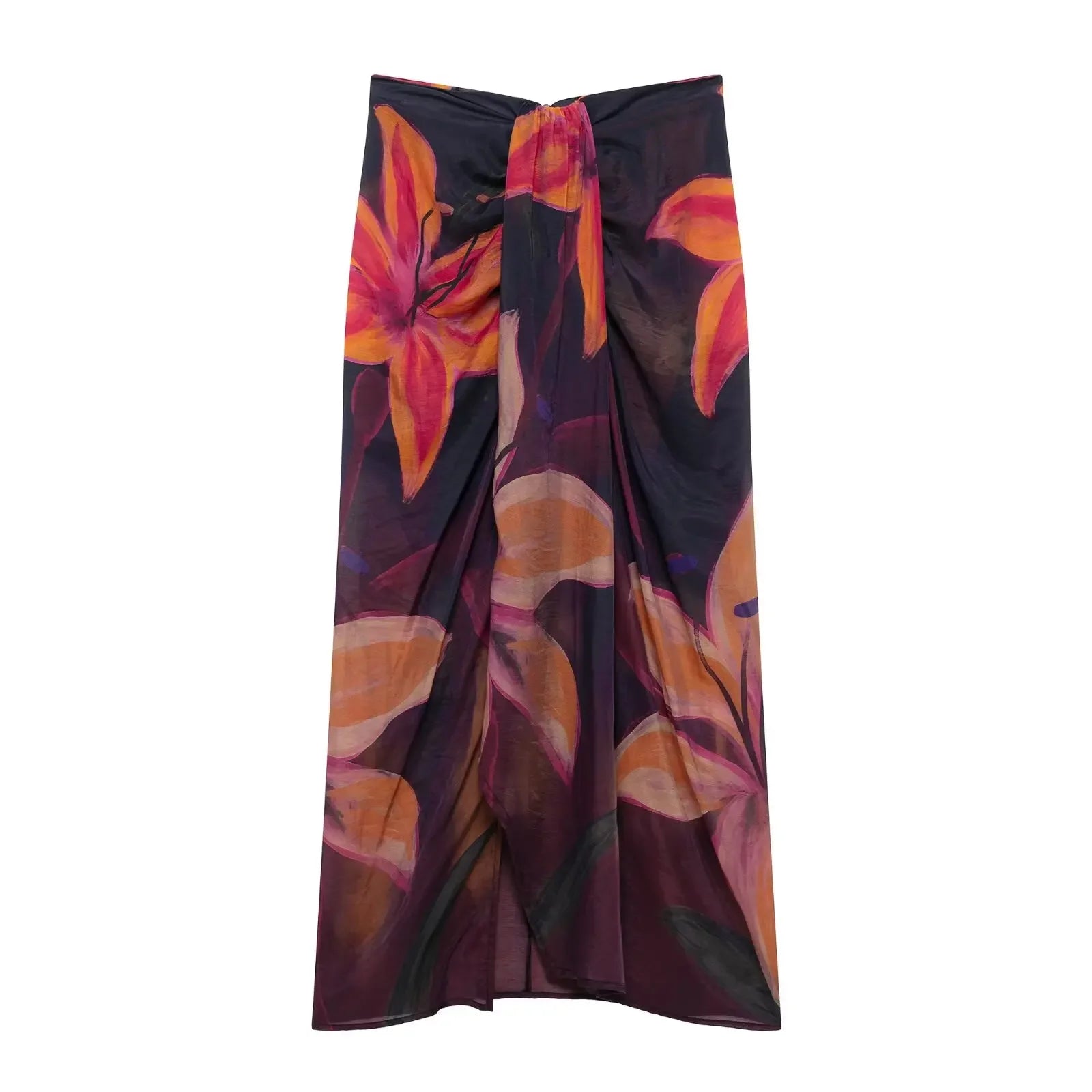 Elegant Women Bohemian Style Floral Print Skirt - Piña Colada