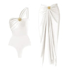 2Pcs One Shoulder Swimsuit - Piña Colada