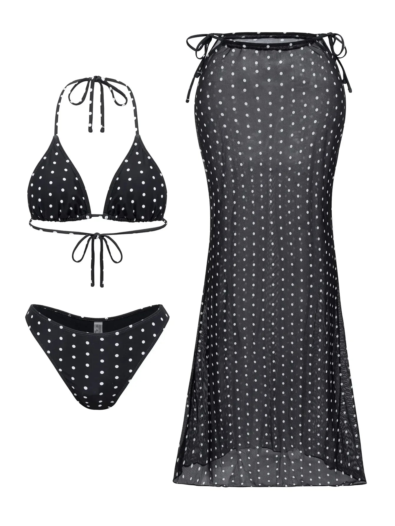 3-Piece High Waist Bikini Set with Skirt – Sexy Beachwear - Piña Colada