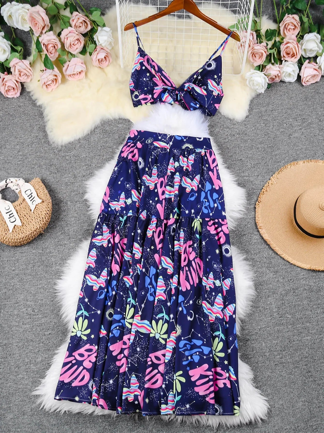 Draped Print V-Neck Maxi Dress – Beachwear Edition - Piña Colada