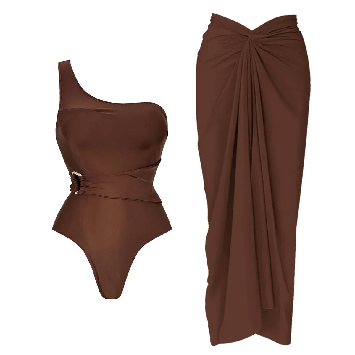 Deep V Swimsuit With Long Skirt - Piña Colada