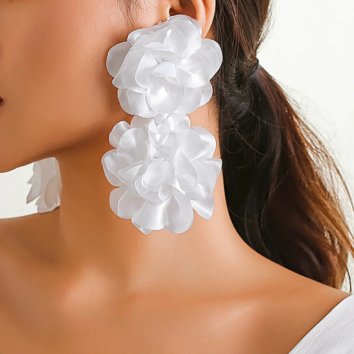 Red Big Flower Drop Earrings - Piña Colada