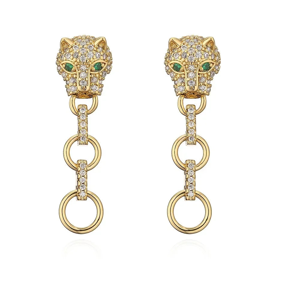 Leopard Head Stud Earrings - Piña Colada