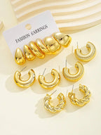 12pcs/Set Classic Twist C Shape Earrings - Piña Colada