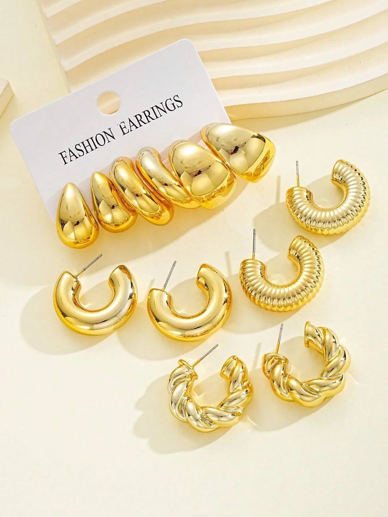 12pcs/Set Classic Twist C Shape Earrings - Piña Colada