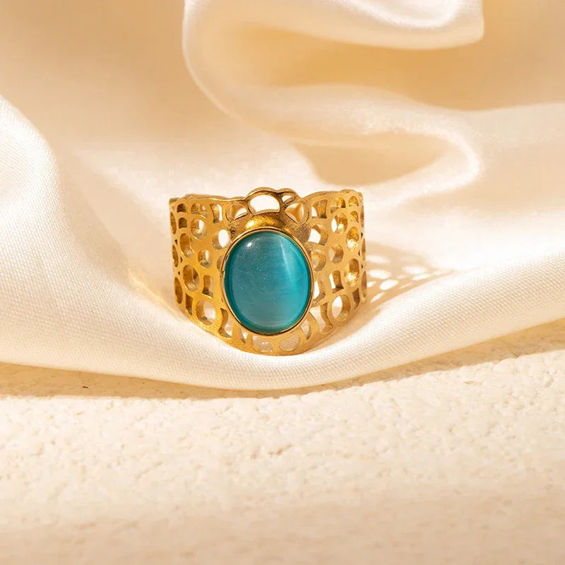 Colorful Stone Open Band Ring - Piña Colada
