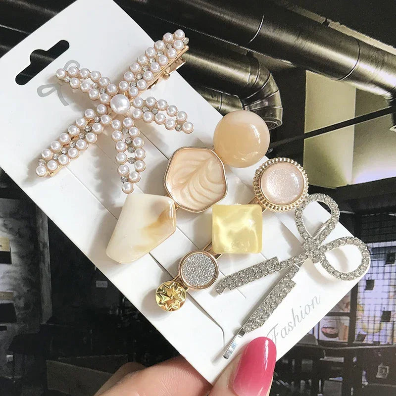 3/4pcs Set Pearl Hair Clip - Piña Colada
