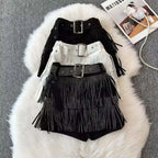 Shorts Belt Gathered Waist Zipper - Piña Colada