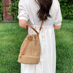 Braided Straw Bucket Bag - Piña Colada