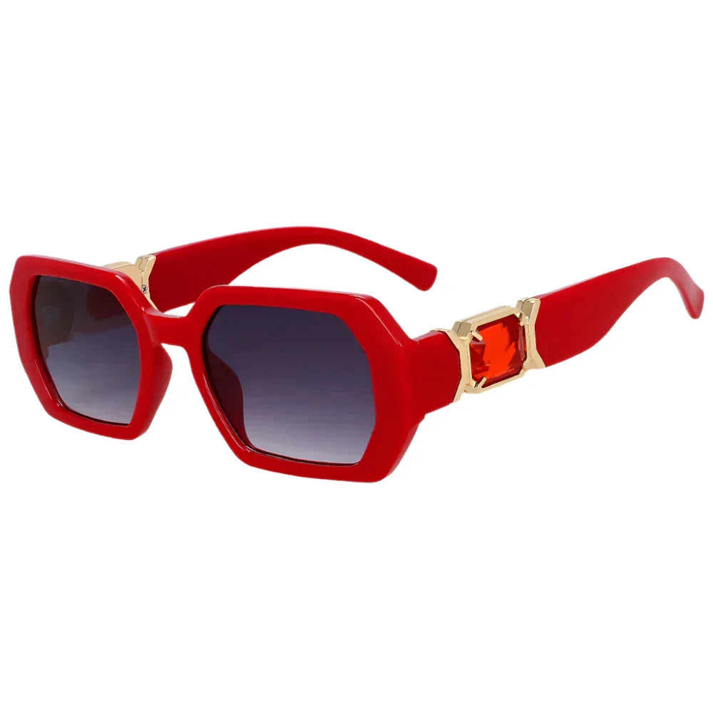 Oversized Diamond Rectangle Sunglasses - Piña Colada