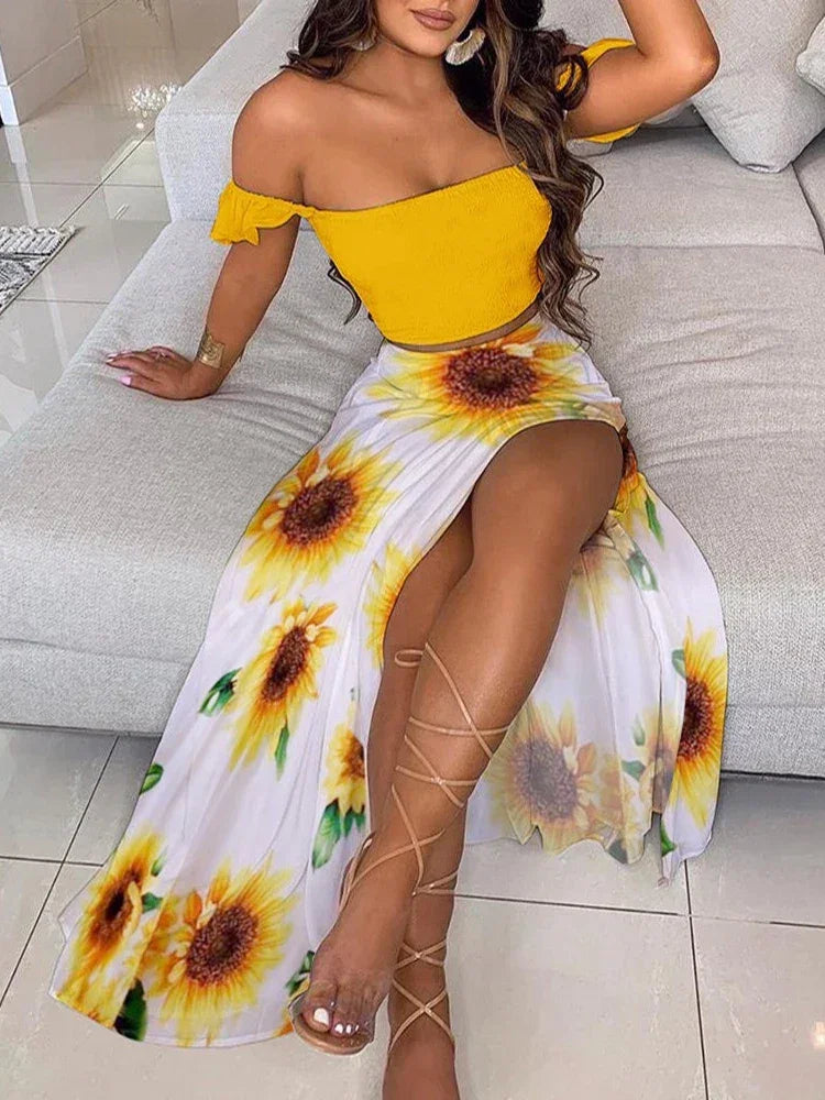 2-Piece Boho Off-Shoulder - Piña Colada