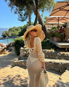 Sexy U-neck Knit Maxi Dress - Piña Colada
