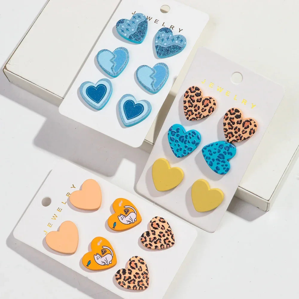 3Pairs/set Colorful Acrylic Earrings - Piña Colada