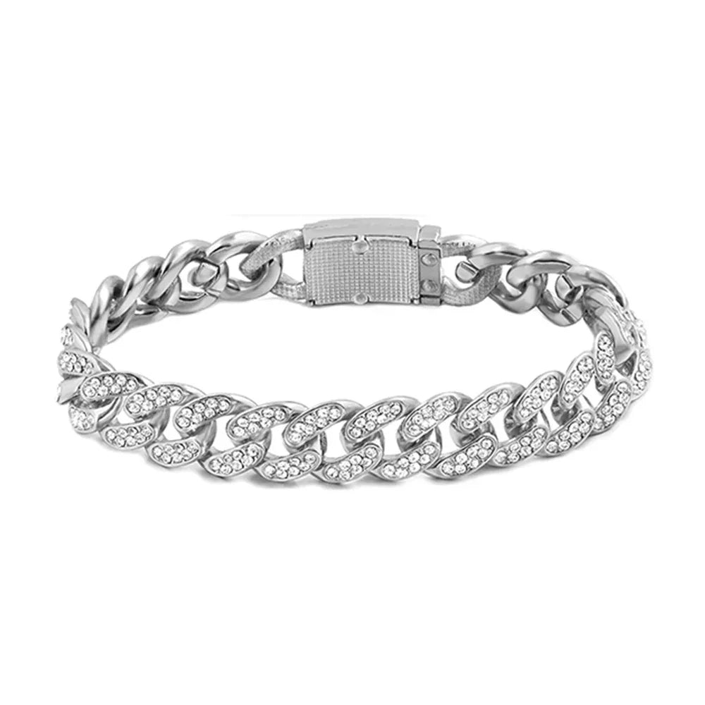 Iced Out Heart & Cuban Link Bracelet - Piña Colada