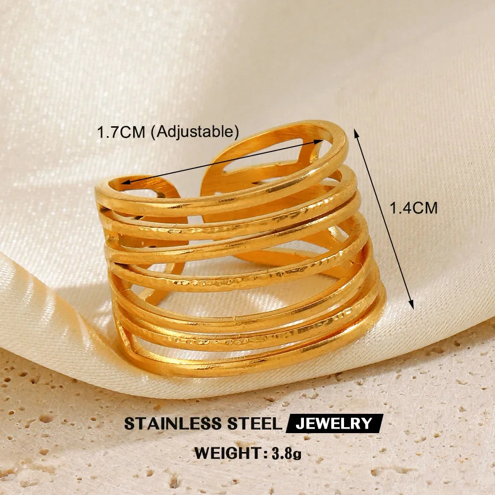 Gold Color Stainless Steel Heart Ring - Piña Colada