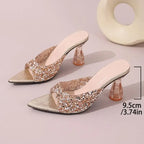 Crystal High Heels Sandals - Piña Colada
