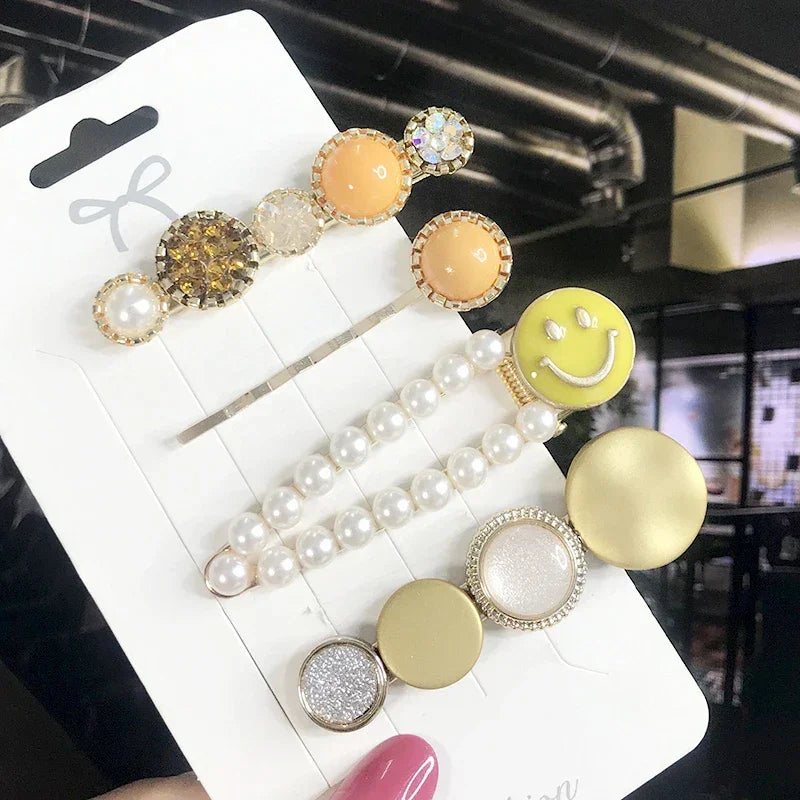 3/4pcs Set Pearl Hair Clip - Piña Colada