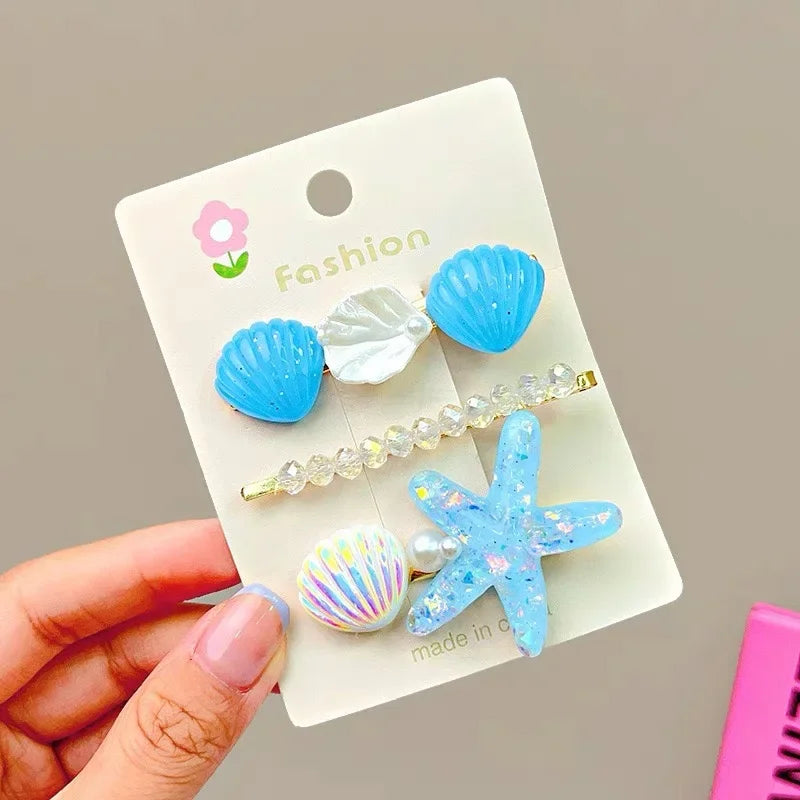 2PCS Elegant Starfish Star Shell Hair Clips - Piña Colada