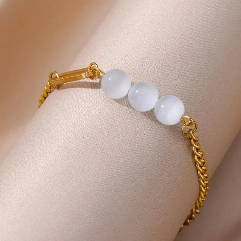 Stainless Steel Gold-Plated Anklet for Women - Piña Colada