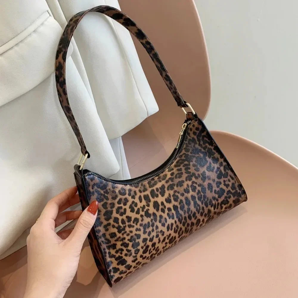 PU Leather Leopard Armpit Purse Bag - Piña Colada