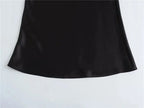 Elegant Satin Midi Skirt – Office Chic Mid-Calf Silhouette - Piña Colada