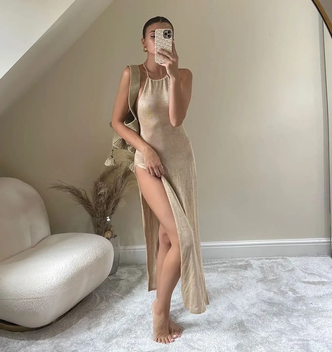 Knitted Cover Up Beach Dress Sexy - Piña Colada