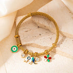 Colorful Eyes & Heart Drip Oil Pendant Bracelet - Piña Colada