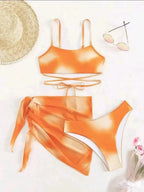 Color Tie-Dye Bikini Set Three-Piece - Piña Colada