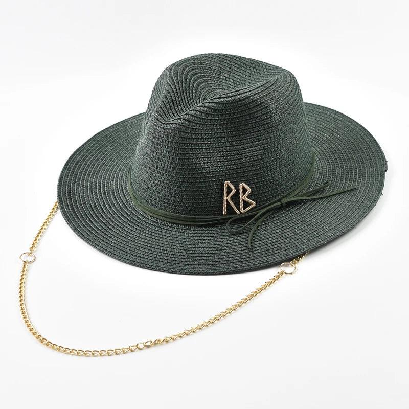 Metal RB Letter Straw Hats - Piña Colada