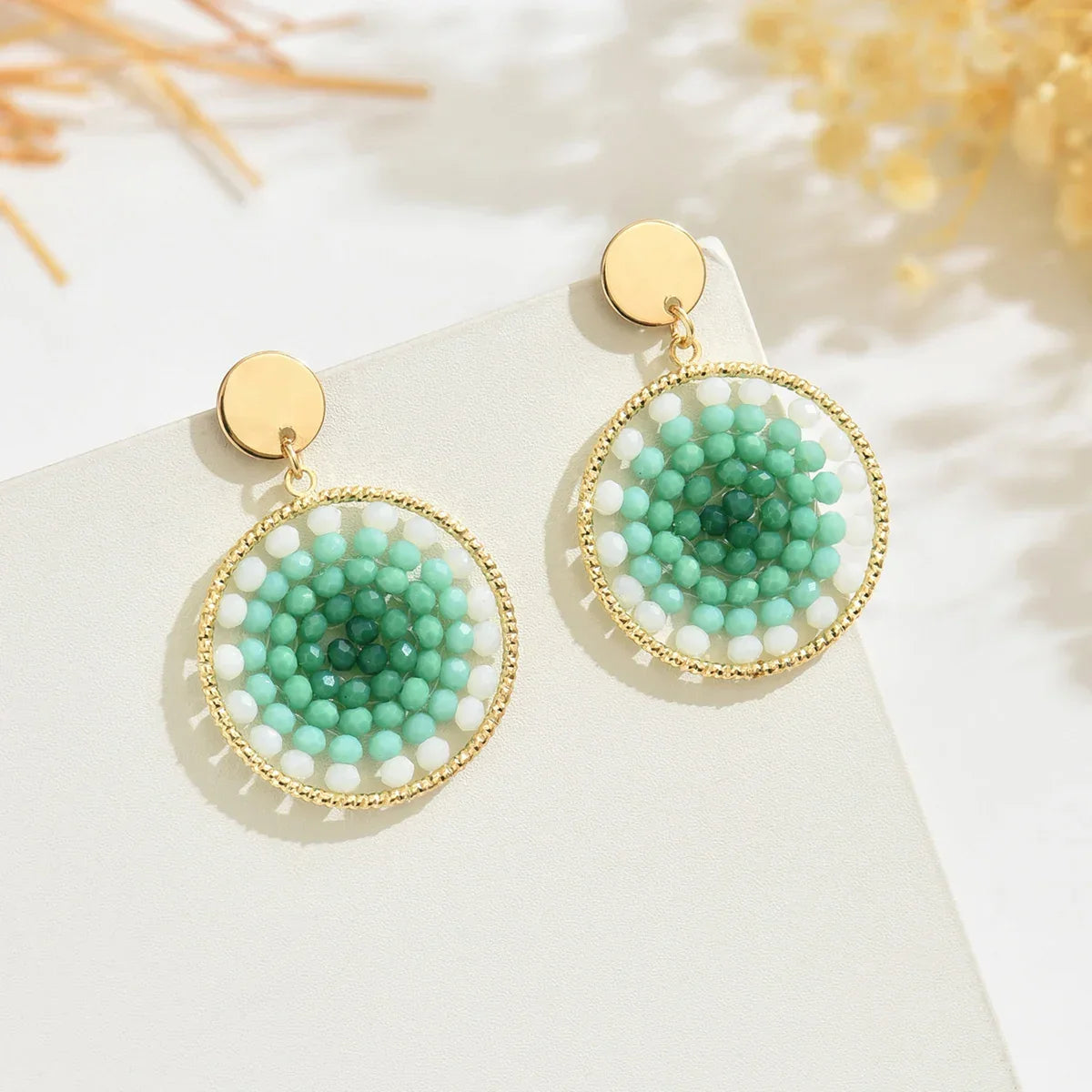 Bohemian Multicolor Crystal Drop Earrings - Piña Colada