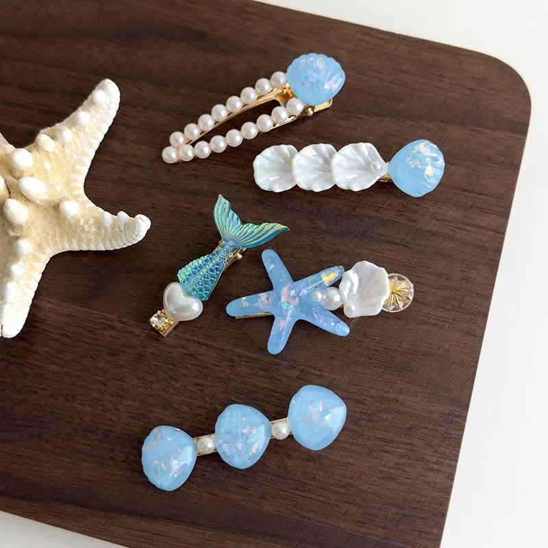 Mermaid Starfish Shell Hairpins - Piña Colada