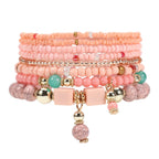 Bohemian Multicolor Stackable Beaded Bracelets - Piña Colada