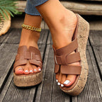Chunky Wedge Platform Sandals – Summer Comfort Style - Piña Colada