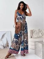 Elegan V-neck High Waist Jumpsuit - Piña Colada