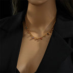 Color Trendy Geometric Pendant Necklace - Piña Colada