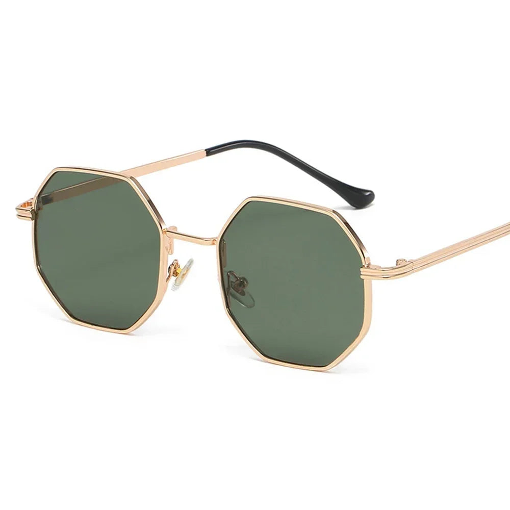 Vintage Octagon Metal Sunglasses – UV400 Polygon Goggles for Women - Piña Colada