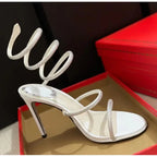 Fashion Snake Twine Around Crystal Women Sandals - Piña Colada
