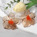 Classic Acrylic Leaf Stud Earrings - Piña Colada