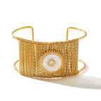 Wide Natural Stone Bracelet - Piña Colada