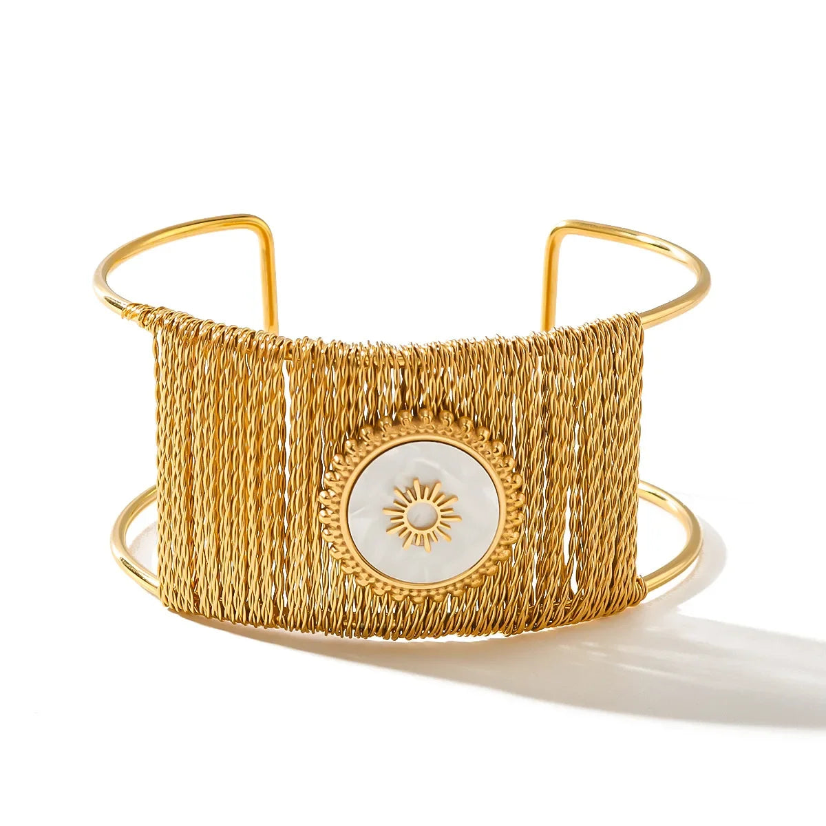 Wide Natural Stone Bracelet - Piña Colada