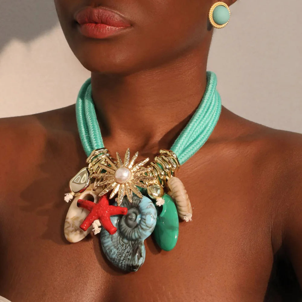 Vintage Floral Acrylic Pendant Necklace